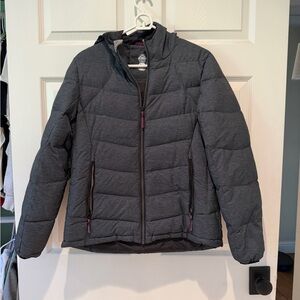 Women’s Quilted Hooded Puffer Jacket - Dark Gray